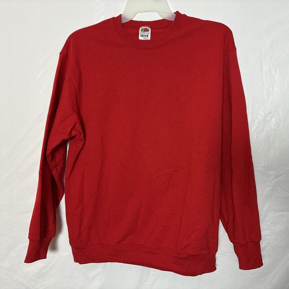 Fruit of the Loom Sweatshirt Best Cotton Blend Fleece Pullover Red Crewneck L